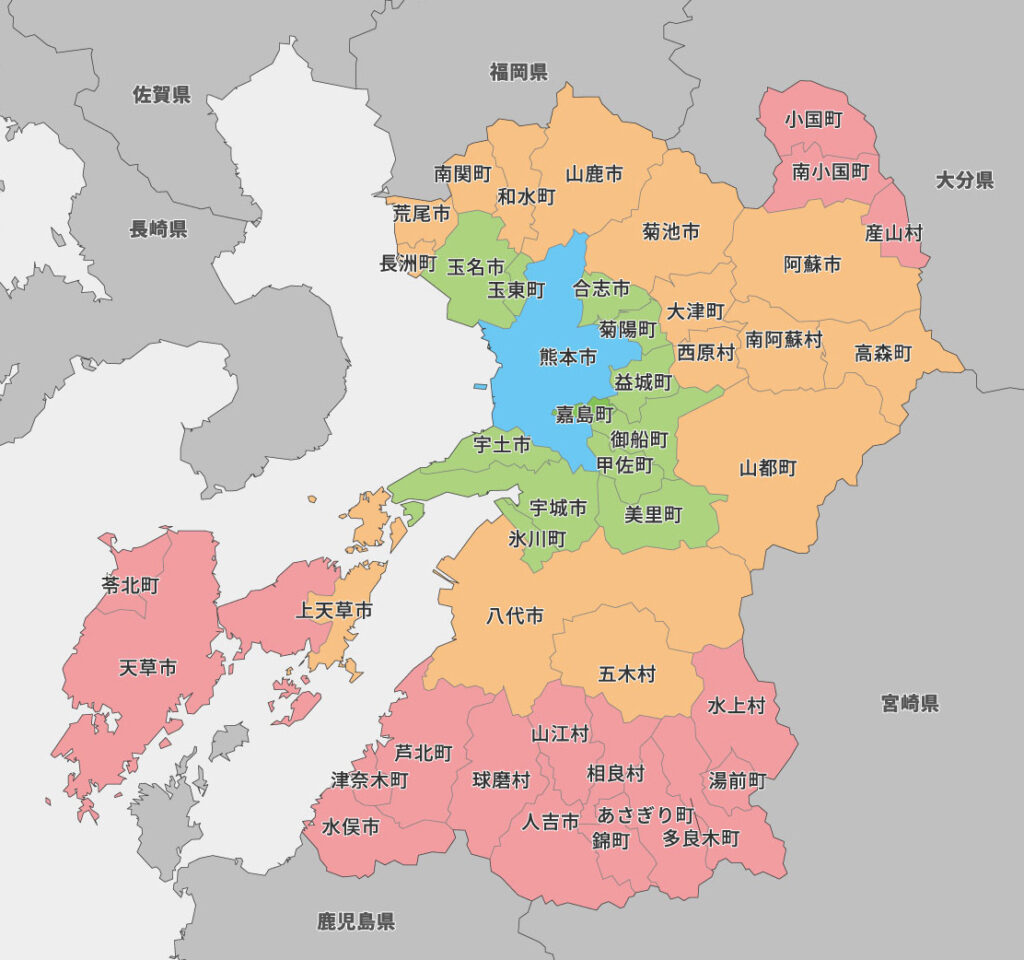 熊本県市区町村色分け